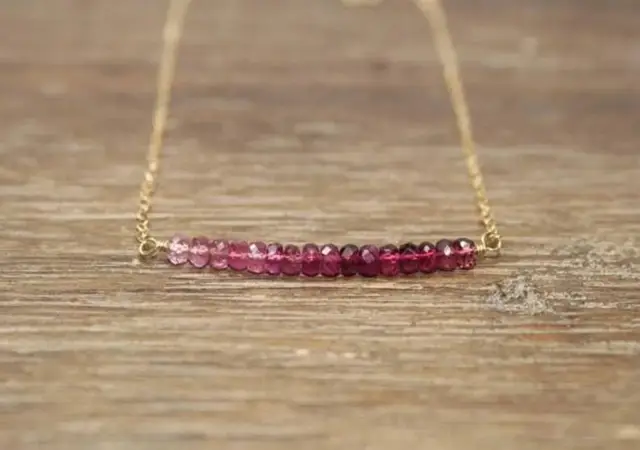 Genuine Pink Tourmaline Rondelle Gemstone Brass Curb Chain 18"Necklace For Woman