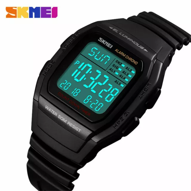 SKMEI Fashion Watches for Boy Sport Digital Wristwatch Alarm LED Mens Watch Gift