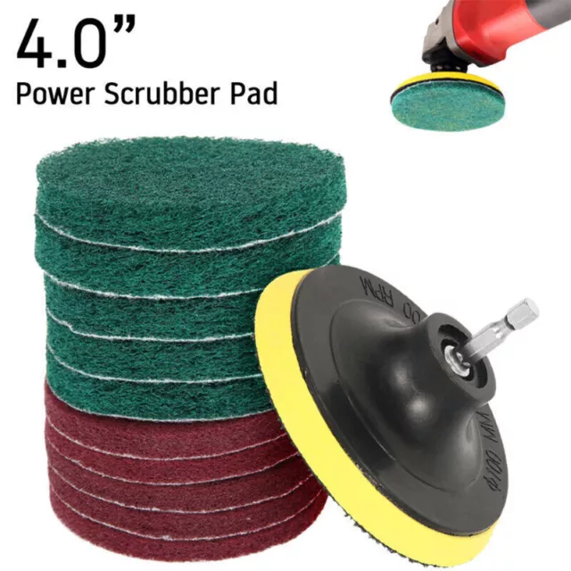 11-Piece Cleaning Electric Drill Brush Sticky Plate With Red Green Polishing Pad