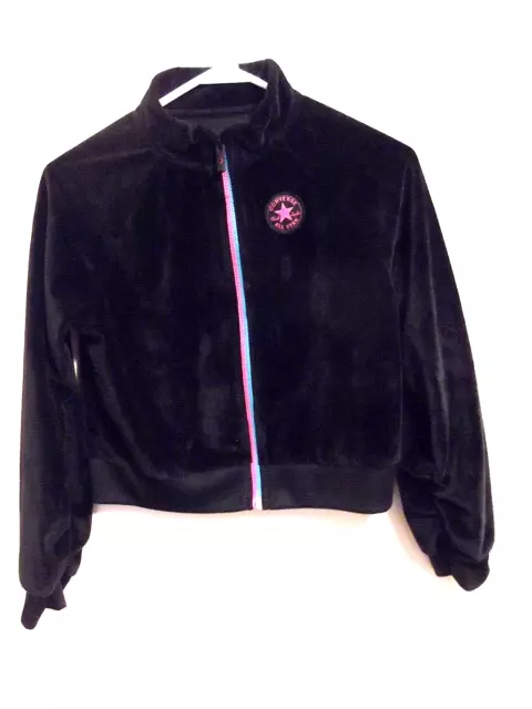 Girl's Converse Black Velour Zip Up Jacket Size L(12-13 yrs)