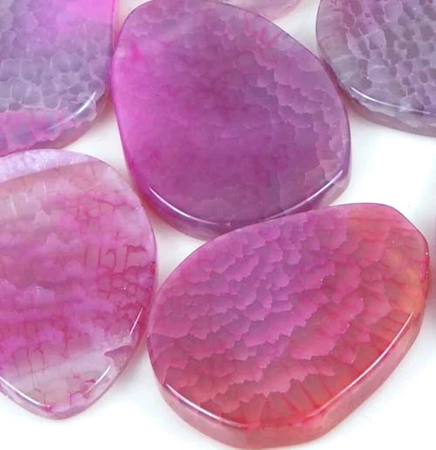 6 Spider Pink AGATE Teardrop Focal Pendant Beads 35-39mm