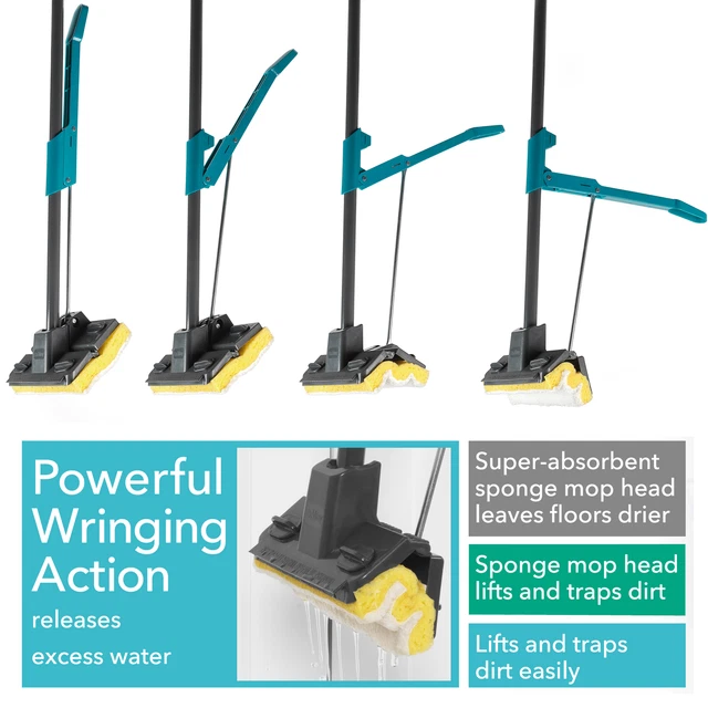 BELDRAY ANTIBAC SPONGE Mop Easy Self Wring Extendable Handle with