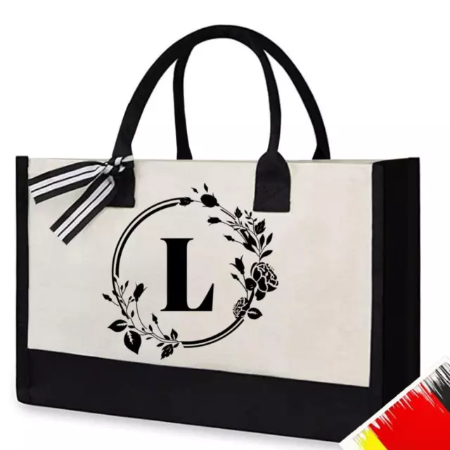 Canvas Totes Bag Extra Large Capacity A to Z Letter Canvas Bag Lightweight Women