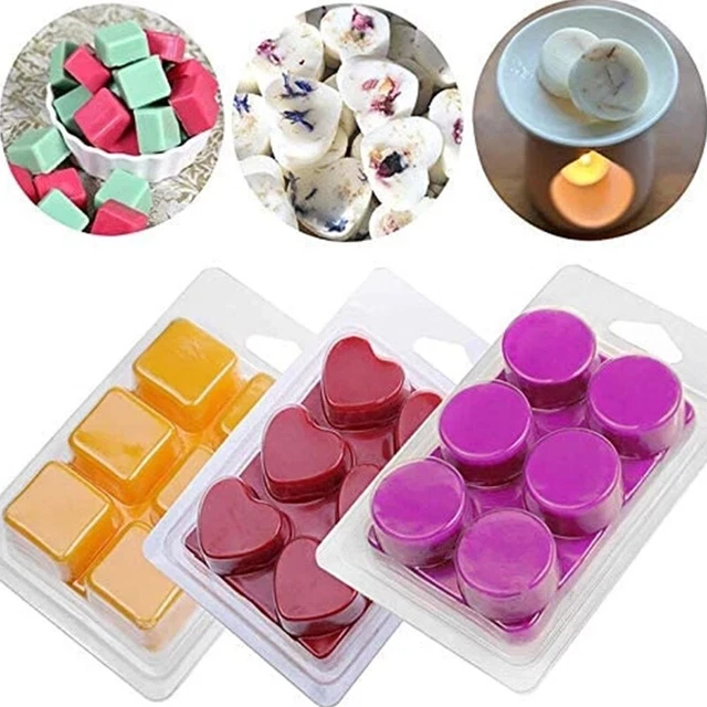 Paquetes de 50 almejas de cera fundidas moldes de 6 cavidades bandeja de cubo para fabricación de velas y jabón