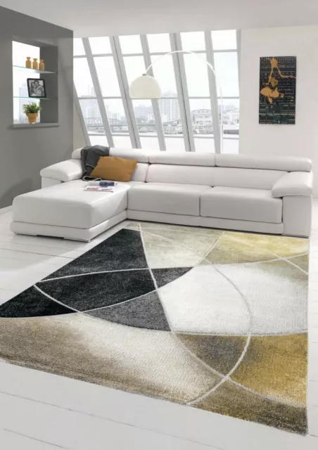 Alfombra moderna alfombra salón diseño a abstracto en oro gris