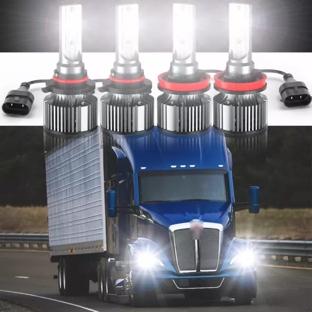 For Kenworth T880 Truck 10.8L 11.9L 2014-2023 LED Headlights Bulbs Kit High Low