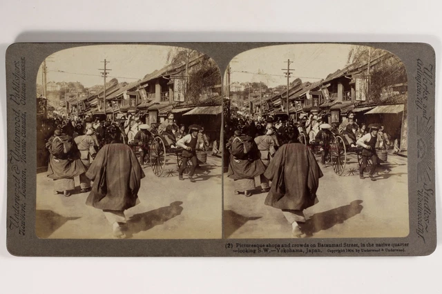 Japan Yokohama Straße Animée Foto Stereo Vintage Citrat 1904
