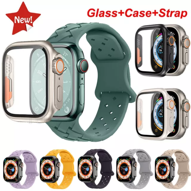 Sport Band Silicone iWatch Strap +Case Cover For Apple Watch Series 9 8 7 6 5 SE