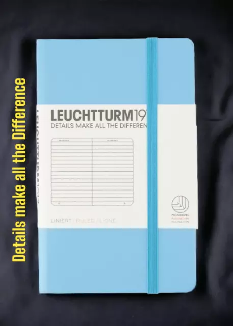 LEUCHTTURM1917 Liniert Notizbuch Pocket A6 187 Seiten Hell Blau 9x15 cm NEU OVP