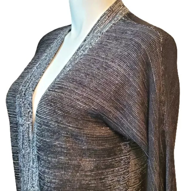 Eileen Fisher Open Front Cardigan Silk Organic Cotton Blend Sweater Size XS 2