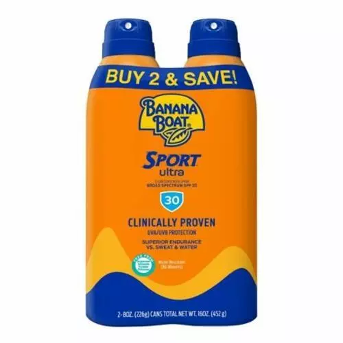 Banana Boat Ultra Sport Clear Sunscreen Spray - SPF 30 - 16 oz (2/8 oz bottles)