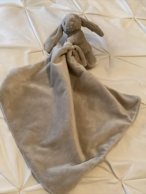 Jellycat Bashful Bunny Rabbit Lovey Security Soother Blanket Plush Gray