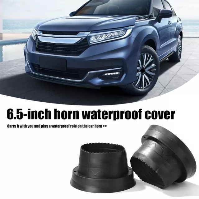 2pcs 6.5in Waterproof Car Speaker Covers Soft Silicone Horn Spacer (Black) 3