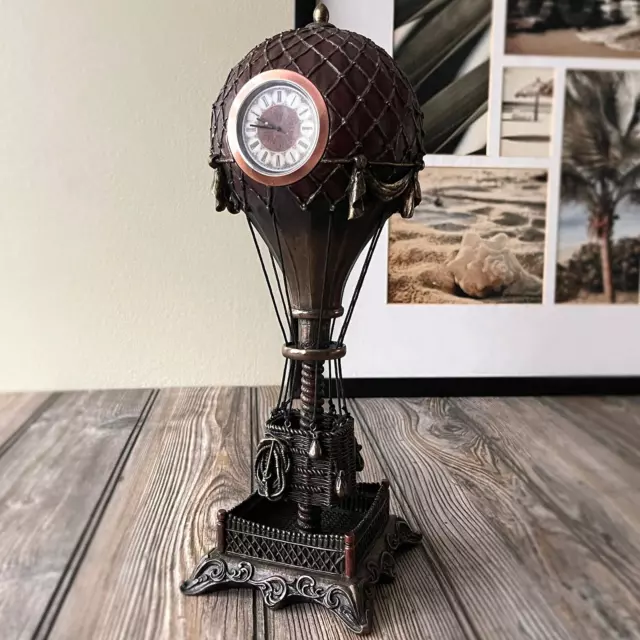 Reloj de escritorio con globo aerostático inspirado en Steampunk hecho a mano - Reloj de mesa