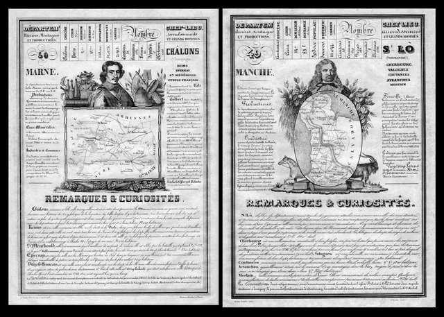 1835 Manche Saint-Lô Marne Châlons-en-champagne France Carte