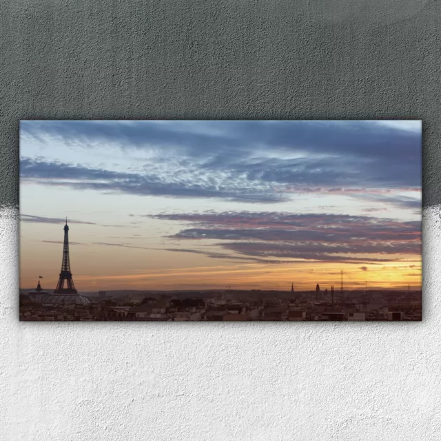 Eiffelturm Paris im Sonnenuntergang 100x50 Bilder Leinwand Canvas Leinwand Bild