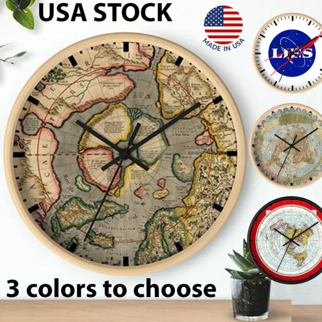 10" Flat Earth Map Wall Clocks Ancient 1587 Urbano Monte NASA Gleason's Tartaria