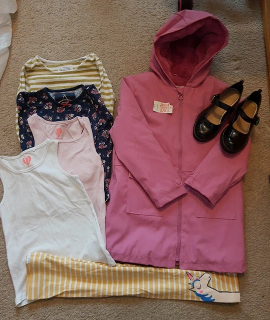Pacchetto vestiti ragazze età 6 7 8 anni cappotto nuovo con etichette top scarpe leggings NEXT M&S