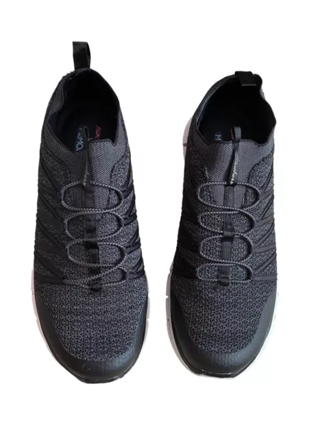 SKECHERS STRETCH KNIT Bungee Slip On Sneakers Glider Tuneful Black