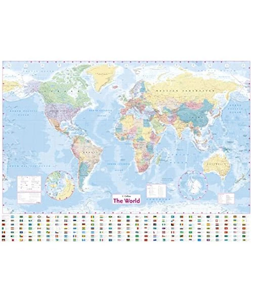 WORLD WALL LAMINATED Map, Collins Uk EUR 32,19 - PicClick FR
