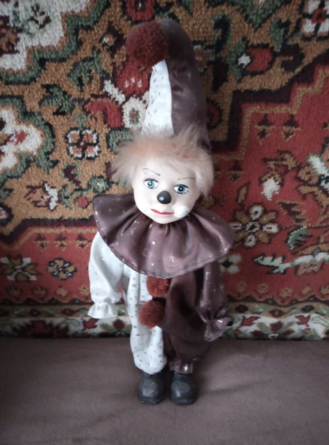 Collectible vintage porcelain clown doll 19"