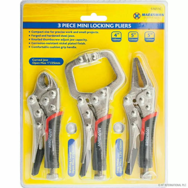 3Pc Welding Clamp Plier Set Clamp Mole Vice Grip Locking Pliers Metal Sheet