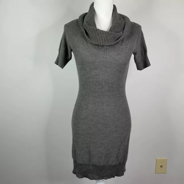 LOFT Dress Sweater Petites Women XS Short Sleeve Gray Knit Wool Blend Cowl Neck