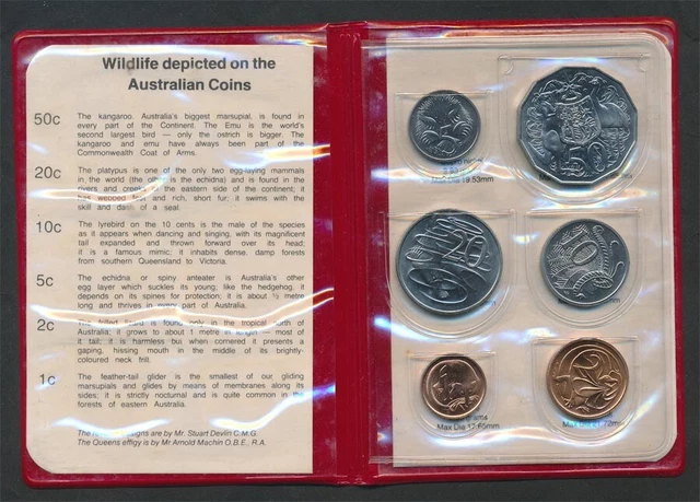 Australia: 1983 Uncirculated set in RED RAM wallet With SCARCE 20c,  Cat $35