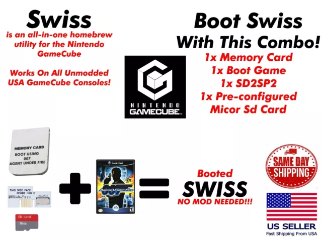 +SWISS GameCube Memory Card Booting SWISS SD Loader SD2SP2 Combo Plug and Play +SWISS GameCube Memory Card Booting SWISS SD Loader SD2SP2 Combo Plug and Play