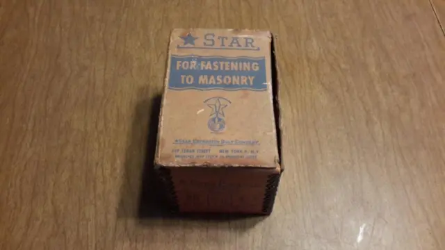 Vintage Star Toggle Bolts For Fastening To Masonry In Original Box