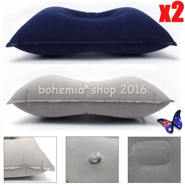 2x Portable Ultralight Inflatable Air Pillow Cushion Travel Hiking Camping Rest