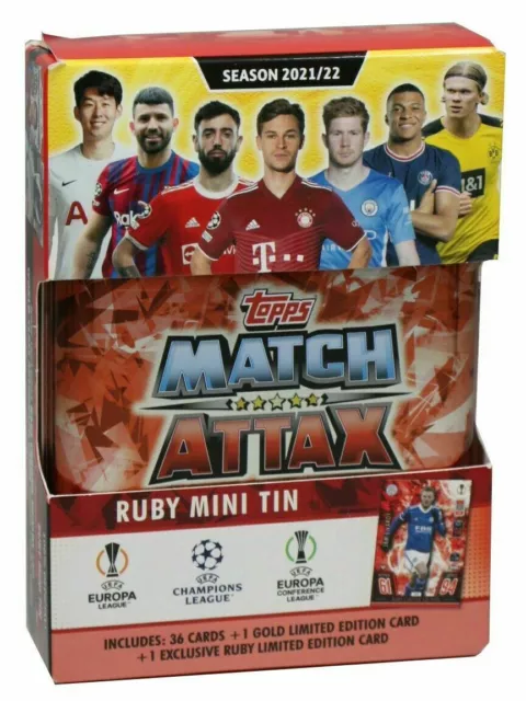 2021-22 Topps Match Attax Champion League Ruby Mini Tin 38 Card - LE Jamie Vardy