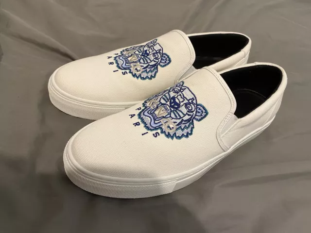 Kenzo K-Skate Slip On White Blue New Uk 9