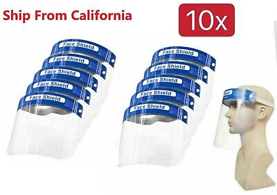 10Pcs Full Face Safety Shield Reusable Protection Cover Face Eye Cashier Helmet