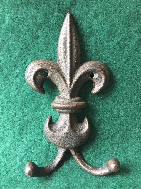 Fleur De Lis Wall Hook, Towel, Coat Hanger-Cast Iron Antique Bronze Style