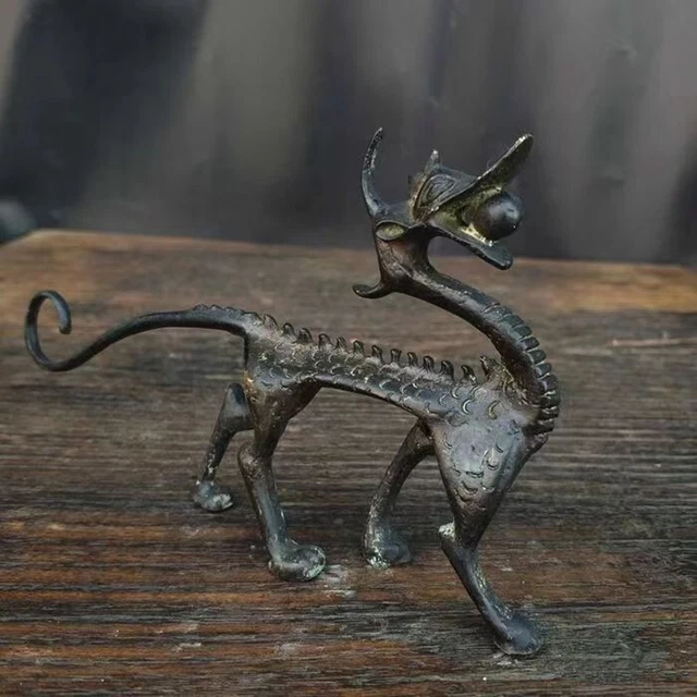 Vintage Chinese Brass Dragon Statue