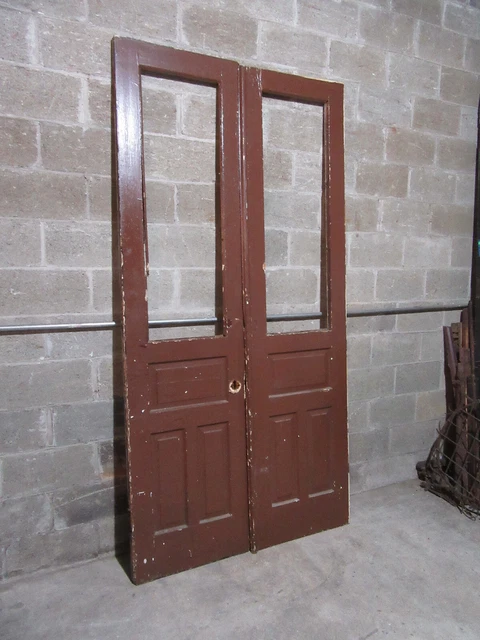 ~ Antique Double Entrance French Doors Maple? ~ 48 X 95 ~ Architectural Salvage