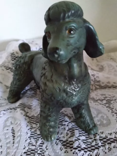 Poodle Dog Figurine 5" Tall Green Ceramic Rare & Collectible UCTCI JAPAN Vintage