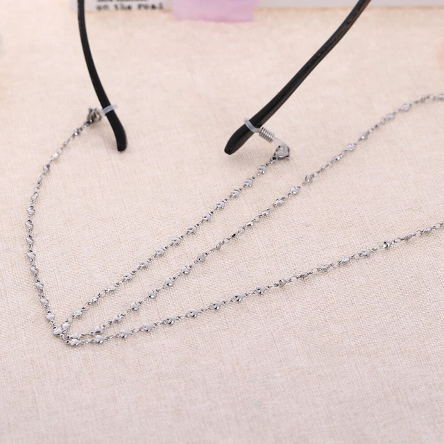 Brillenkette Für Damen – Mit Perlen & Kristallen, Karabinerverschluss, 72 Cm, Rutschfeste Silikonringe, Vielseitig Als Halskette Nutzbar