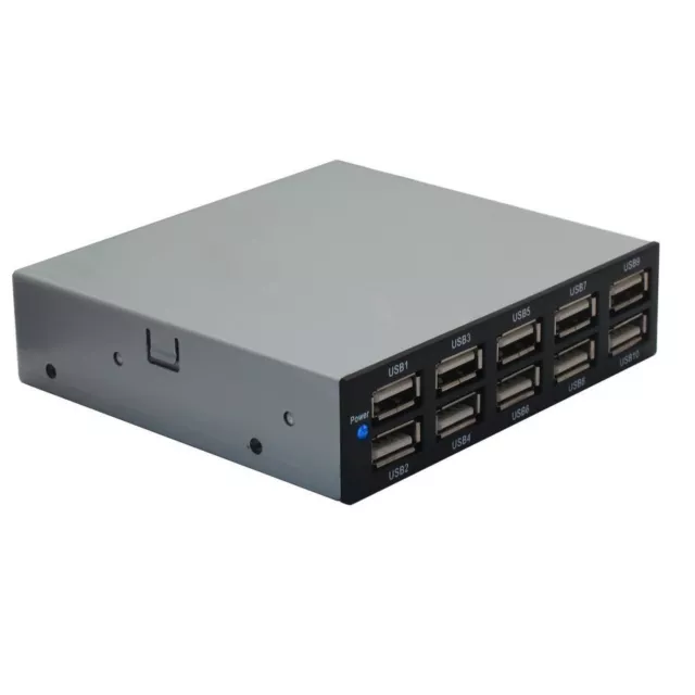 SEDNA - 19 Inch 1U Rack Mount 10 Port USB 3.2 Gen II Hub (10Gbps) with 5V  10A AC