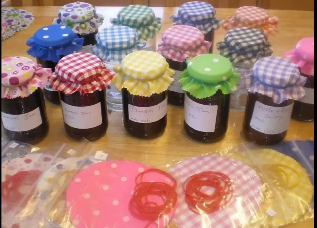 Fabric jam jar lid tops 36 x gingham choose any colour or mixed lots