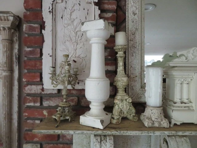 AWESOME Old Architectural Thick Chunky WHITE WOOD POST COLUMN BALUSTER
