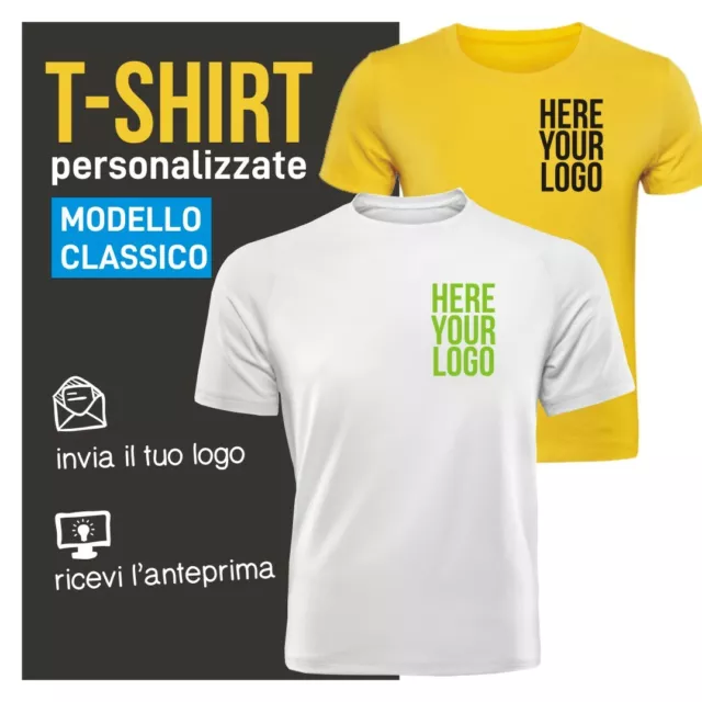 t-shirt personalizzate magliette classiche 100% cotone stampa logo a colori