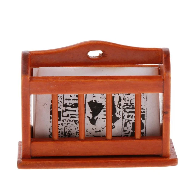 1:12 Dollhouse Miniature Wood Bookshelf Magazine Rack Office Furniture Accs