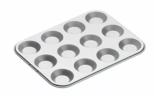 KitchenCraft Non-Stick 12-Cup Shallow Muffin Tin  Mince Pie Tray, 31.5 x 24 cm