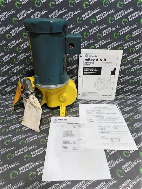 NEW Milton Roy mRoy A&B Metering Pump H/T Series 3.10GPH/1830PSI .25HP 1725 RPM