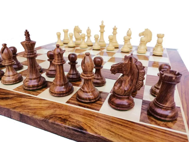 Wooden Handcrafted Chess Set | 21" Chessboard  & 4" Alban Series Chess Pieces 2