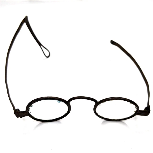 18th 19th Century Turn Pin Spectacles Steel Reading Glasses Crude 1700s 1800s E9