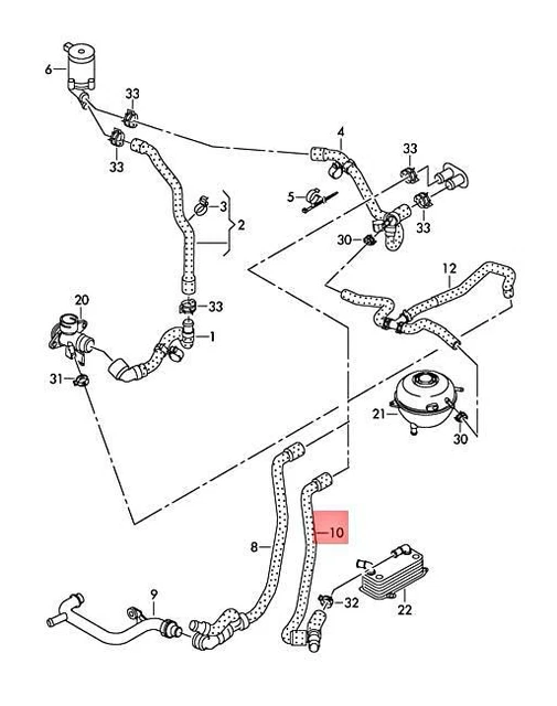 NEW VW TIGUAN 5N1 5N2 Coolant Hose Transmission Oil Cooler 5N0121086E