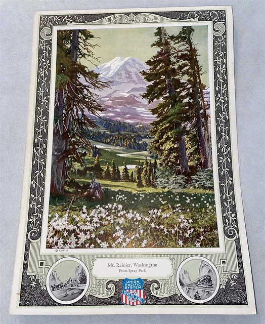 Exceptional 1933 Union Pacific Railroad Mt. Rainier Washington Dining Car Menu